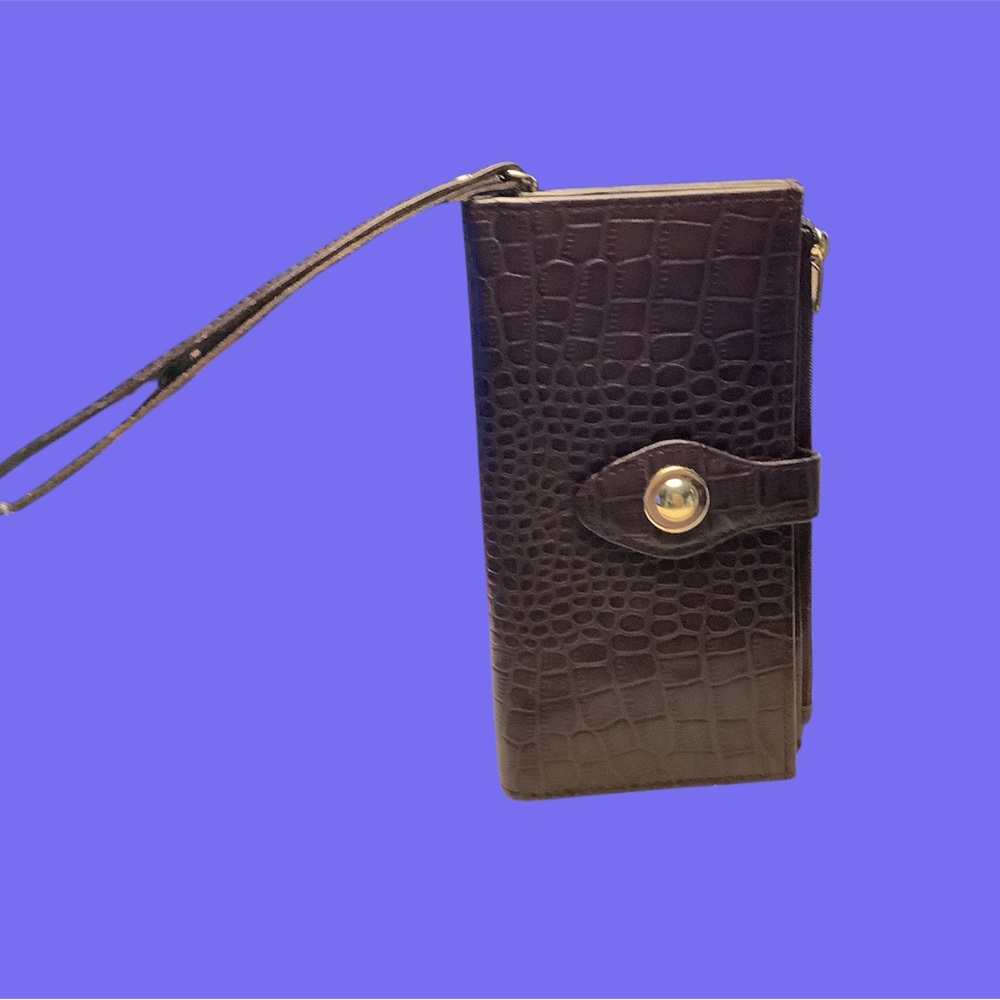 NEW Union Code Tan RFID Protected Genuine Leather Crocodile Embossed Wallet